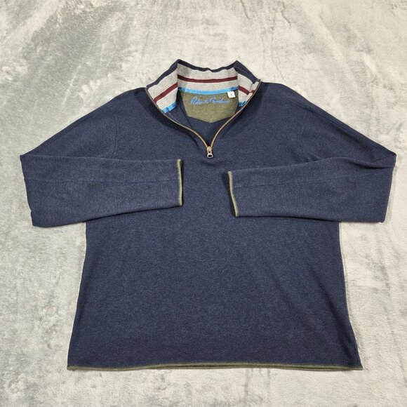 Robert Graham Other - Robert Graham Sweater Mens Medium Navy Blue Knit 1/4 Zip Preppy Casual Shirt